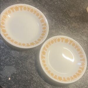 2-7” Corelle Butterfly Gold Vintage Floral Patterned Dessert Plates